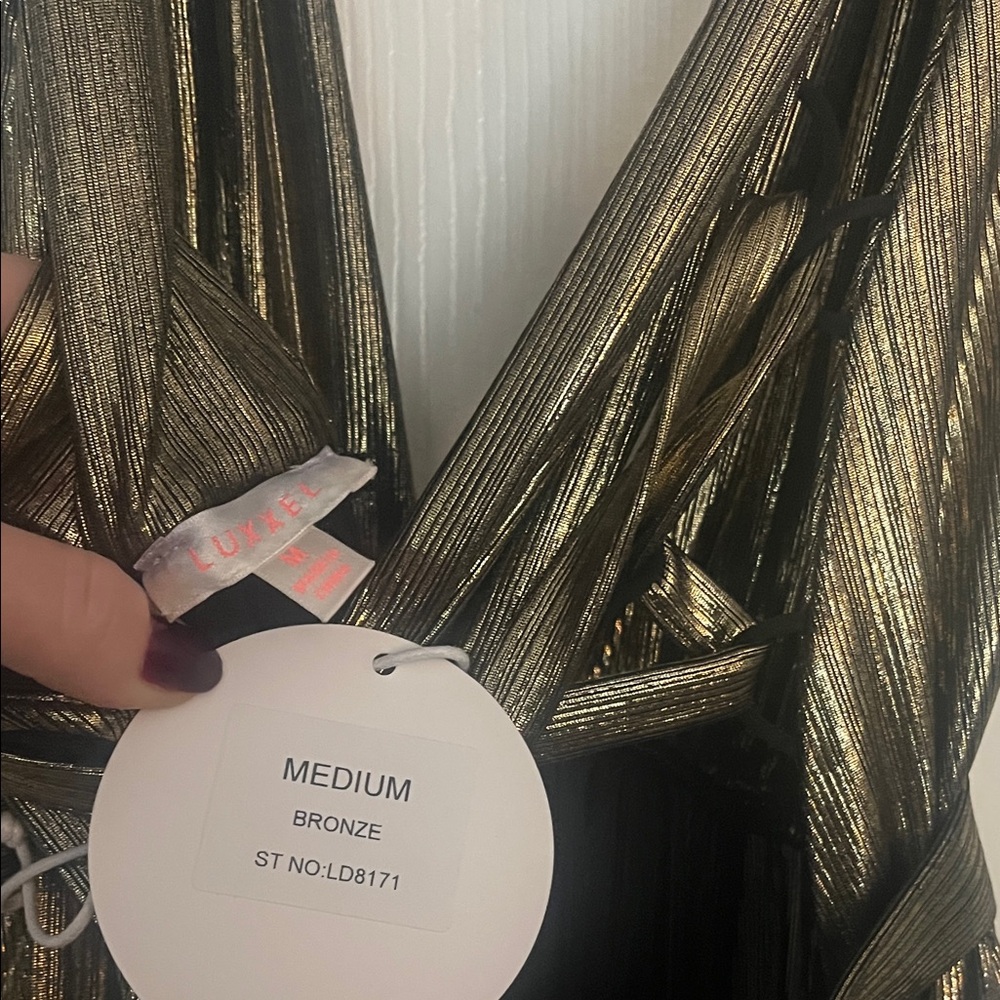 VICI “Esmeralda Metallic Wrap Maxi Dress” - Picture 8 of 9